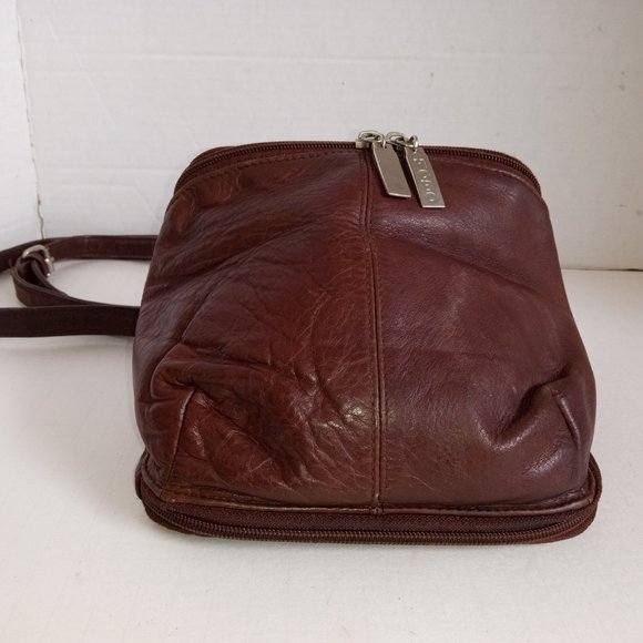 Vintage HOBO INTERNATIONAL Brown Leather Mini Crossbody Organizer Expandable - Picture 11 of 15